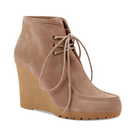 michael kors brown fabric leather boots|Michael Kors wedge boots brown.